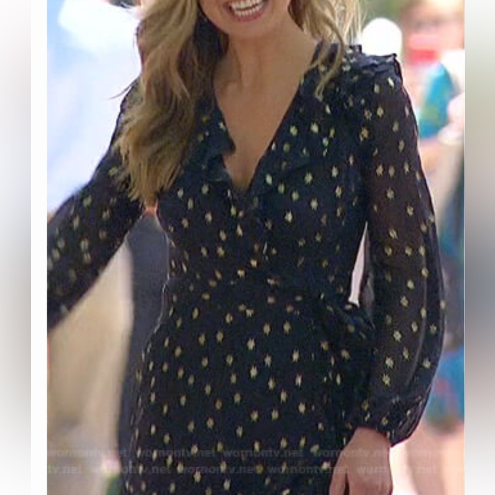 Lenon Black Ruffle Long Sleeve Wrap Dress